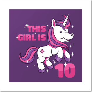 This Girl Is 10 | 10th Birthday Unicorn Posters and Art